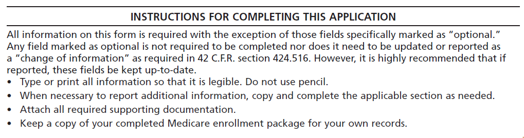 Instructions to fill cms-855i medicare enrollment form